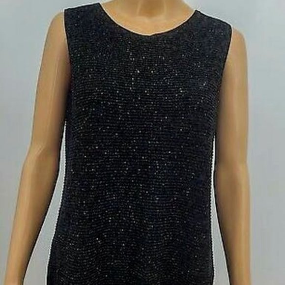Lafayette148 New York Sleeveless, Black Metallic Tunic , Size Medium - Picture 2 of 3